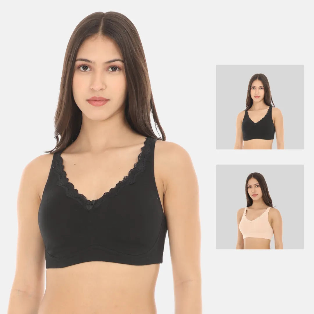 Daily Use Bra For Ladies - Black,Skin