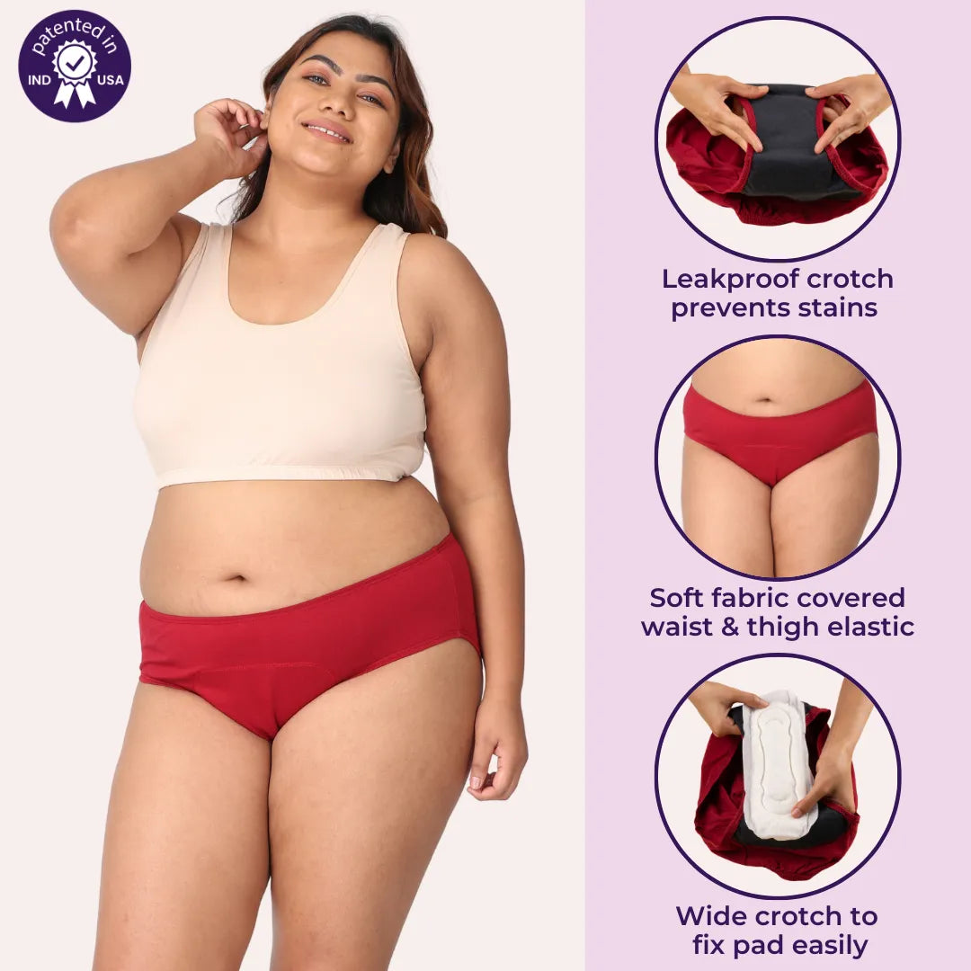 Hipster Panties For Periods Navy Blue, Dark Pink & Magenta