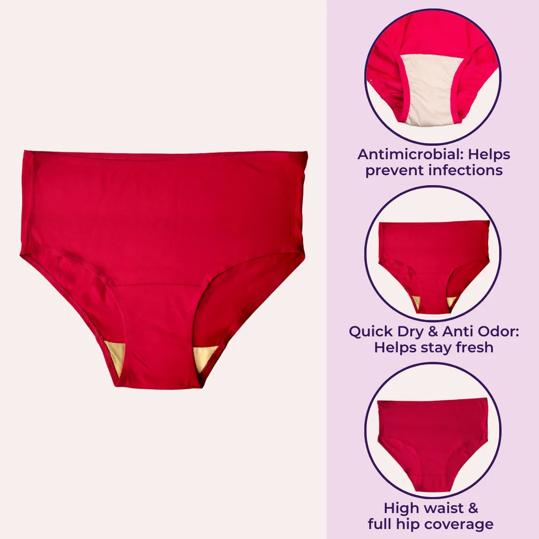 Elder Women High Waist Hygiene Panty Navy Blue, Light Pink & Skin
