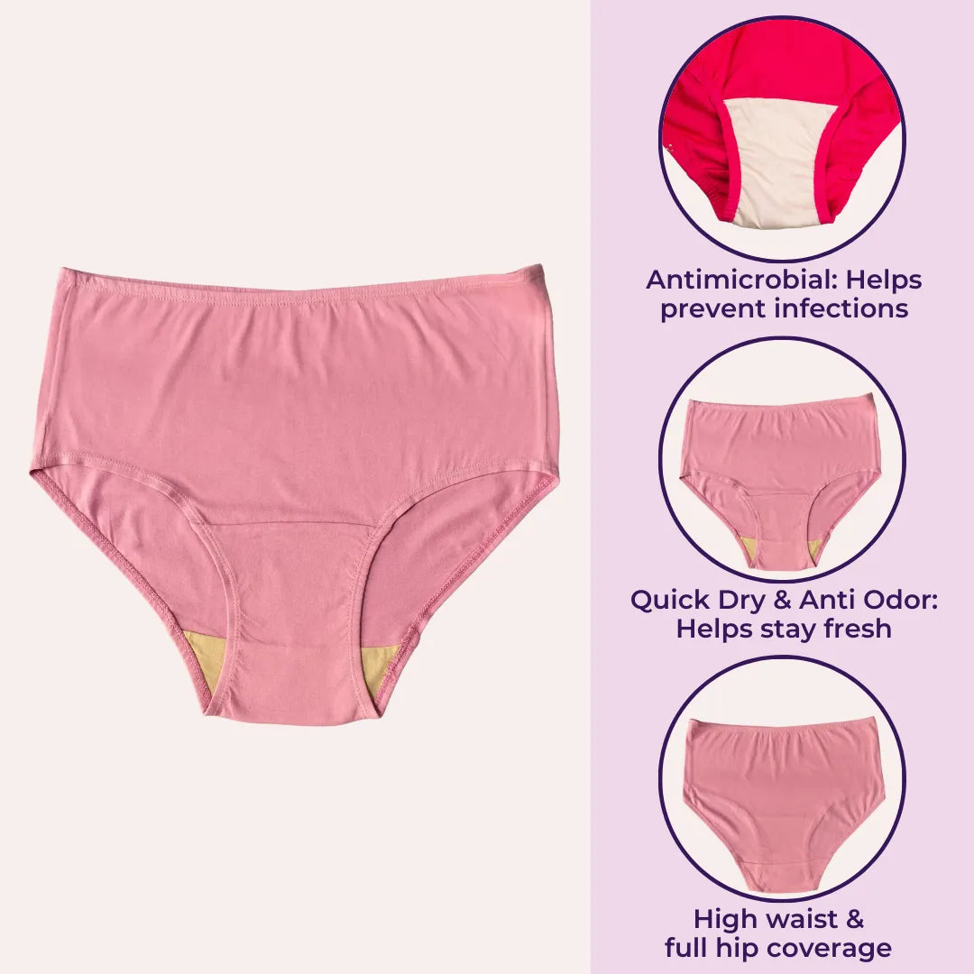 Most Hygienic Underwear For Seniors High Waist Light Pink & Skin