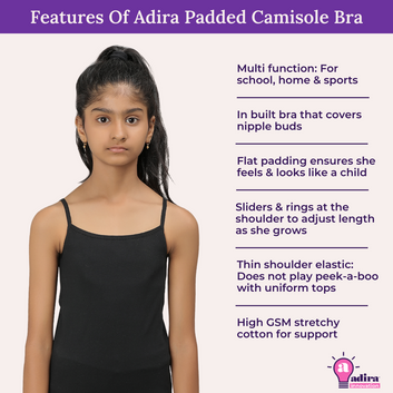 Teen Camisole | Flat Padded | Prevents Show Of Nipple Buds | Pack Of 3