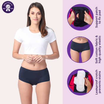 Heavy Flow Period Panties Boxer Fit | Prevents Front, Back & Inner Thigh Stains Pack Of 3
