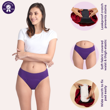 Period Panties For Stain Free Period | Hipster Fit | Leak Proof | Use with Pad For Hygiene | Prevents Front & Back Stains | 3 Pack