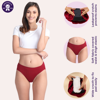 Period Panties For Stain Free Period | Hipster Fit | Leak Proof | Use with Pad For Hygiene | Prevents Front & Back Stains | 2 Pack
