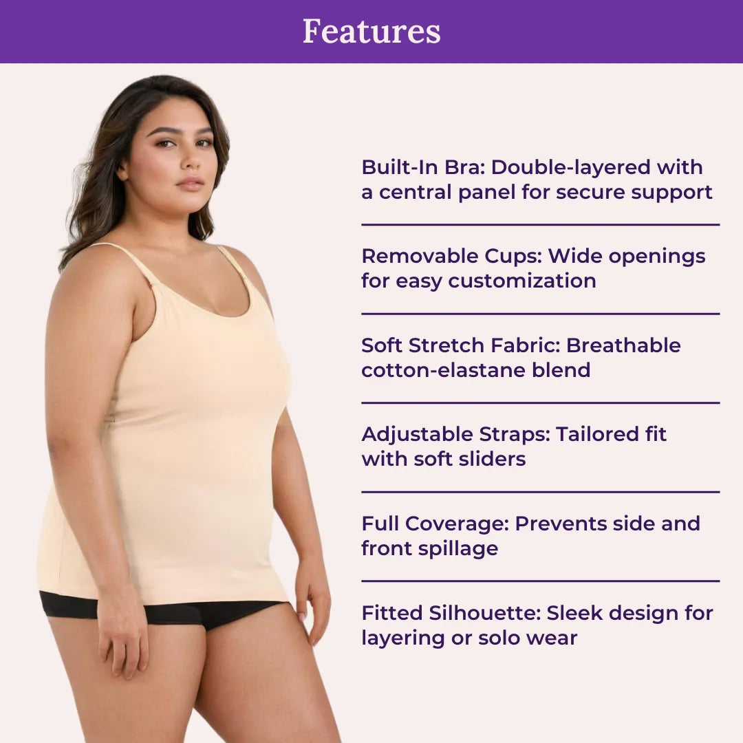 Features Of Camisole With Built In Bra For Large Breasts