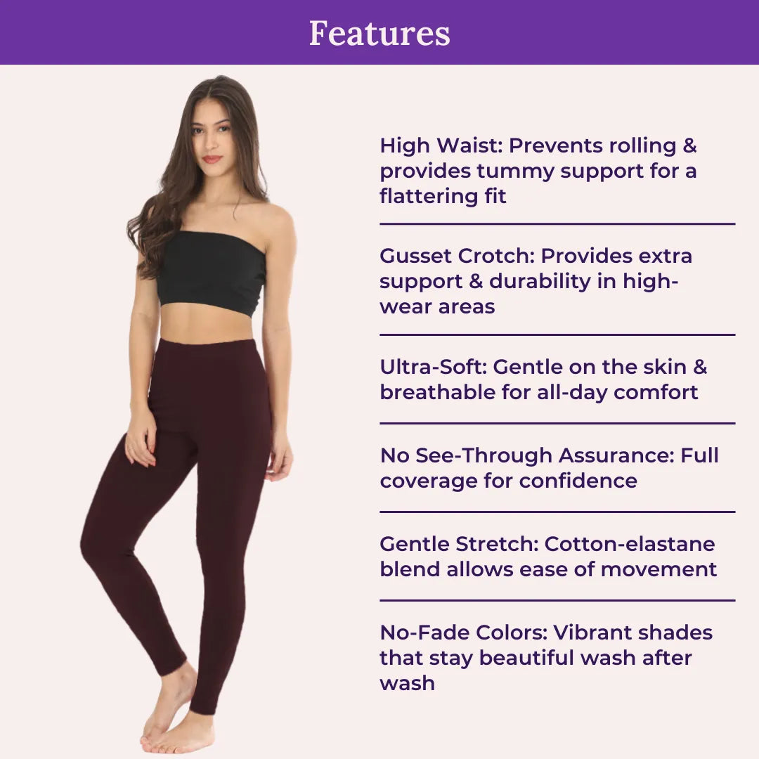 Features Of Cotton Leggings-Brown