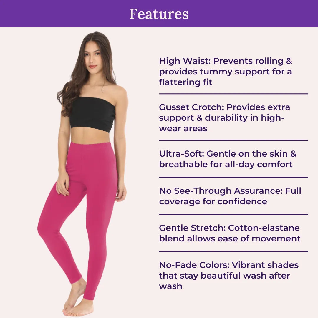Features Of Cotton Leggings-Dark Pink