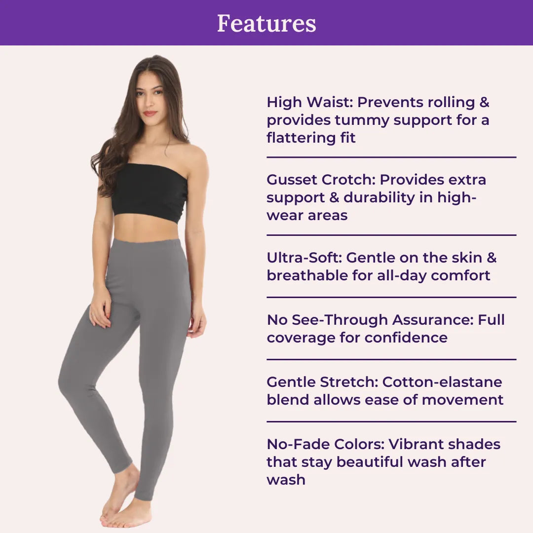 Features Of Cotton Leggings-Grey