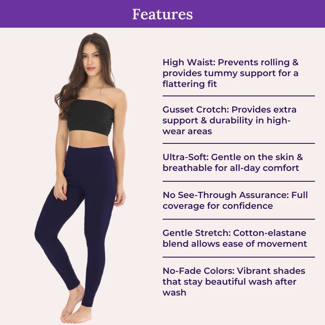 Features Of Cotton Leggings-Navy Blue