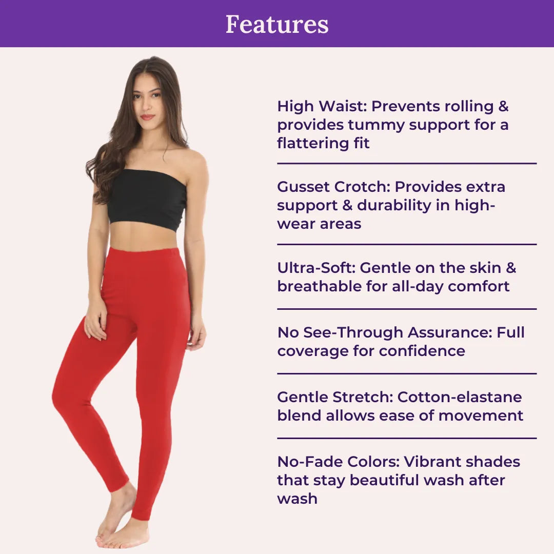 Features Of Cotton Leggings-Red