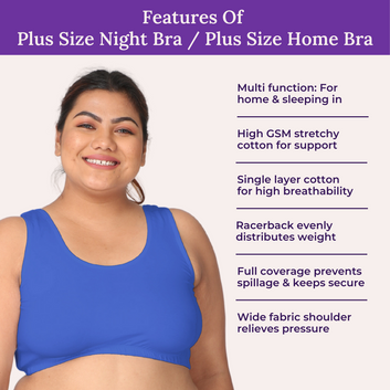 Plus Size Night Bra | Plus Size Home Bra | Non Padded | Non Wired | Full Coverage | Racerback | Pack Of 3