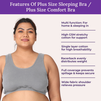 Plus Size Sleeping Bra | Plus Size Comfort Bra | Non Padded | Non Wired | Full Coverage | Racerback | Pack Of 2