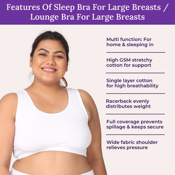 Sleep Bra For Large Breasts | Lounge Bra For Large Breasts | Non Padded | Non Wired | Full Coverage | Racerback