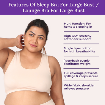 Sleep Bra For Large Bust | Lounge Bra For Large Bust | Non Padded | Non Wired | Full Coverage | Racerback | Pack Of 2