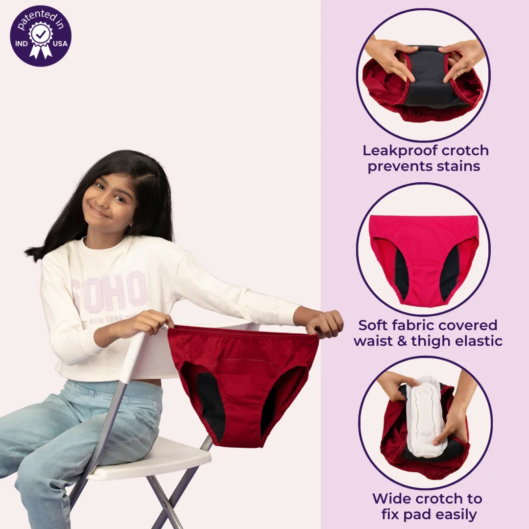Period Panty For Teens Navy Blue & Maroon