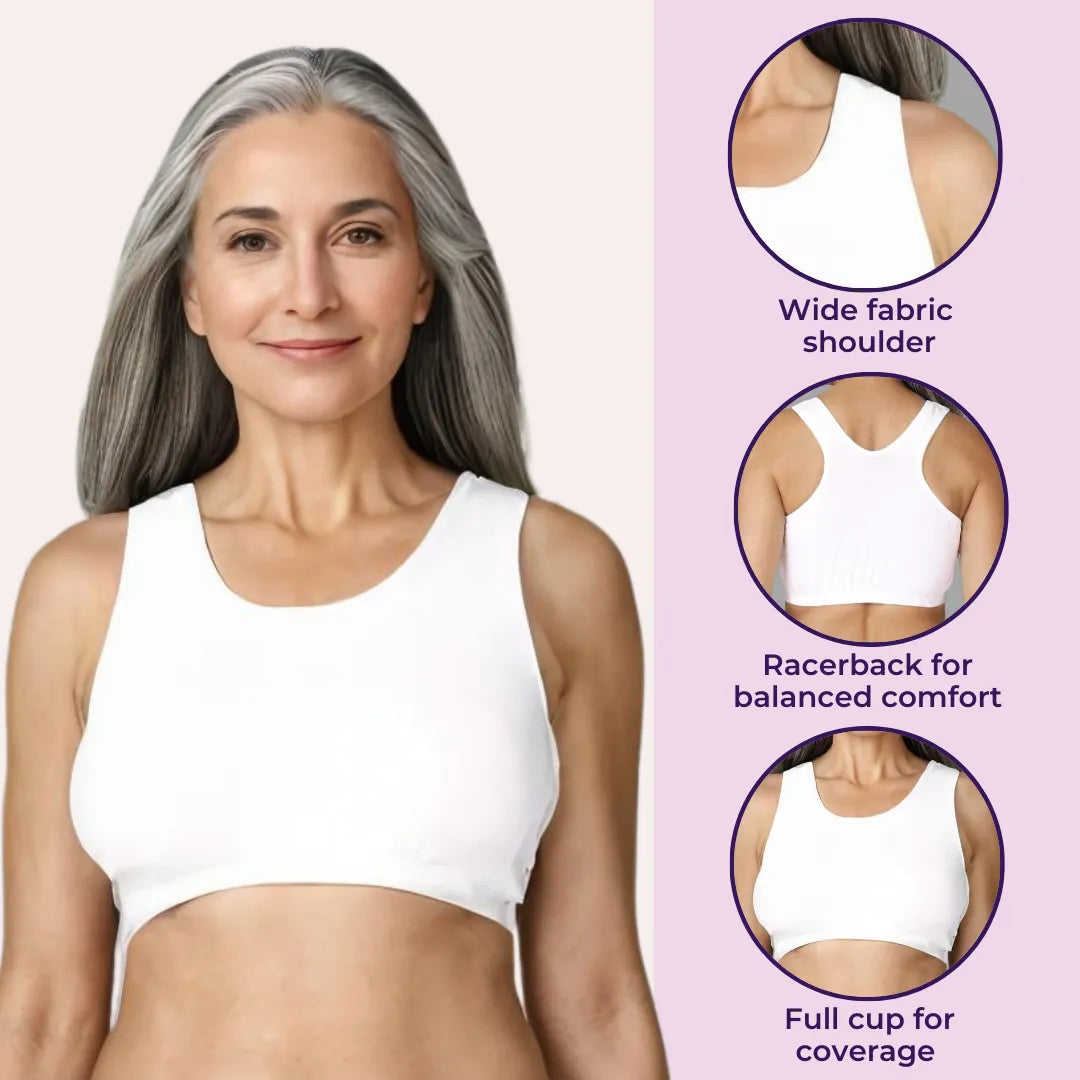 Lounge/Home Bra For Elderly | Non Padded | Non Wired | Racerback | Full Coverage | 3 Pack - Adira