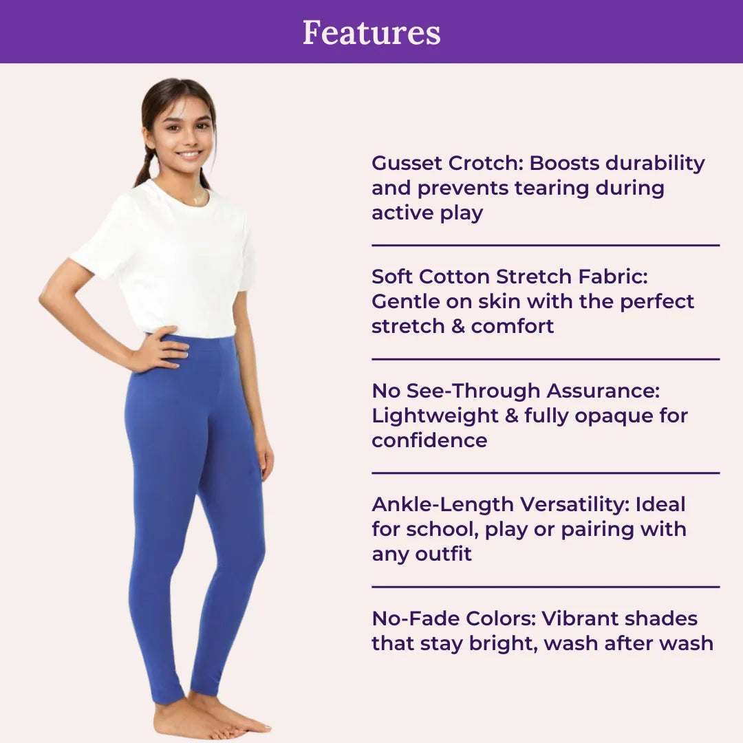 Features Of Cotton Leggings - Blue
