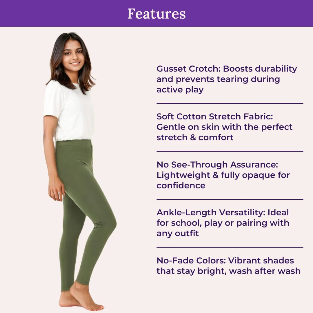 Features Of Cotton Leggings - Green