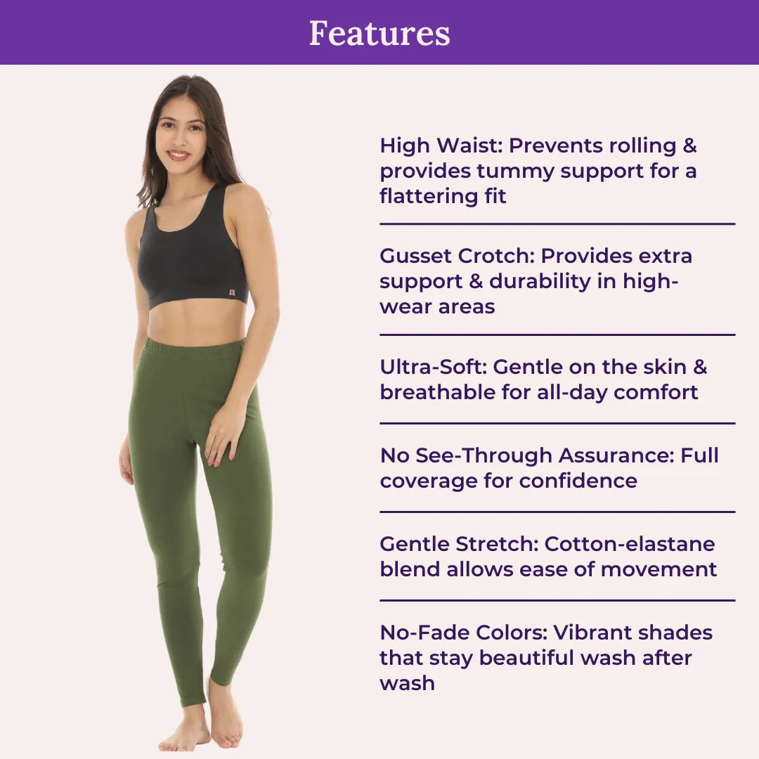 Features Of Cotton Leggings Green