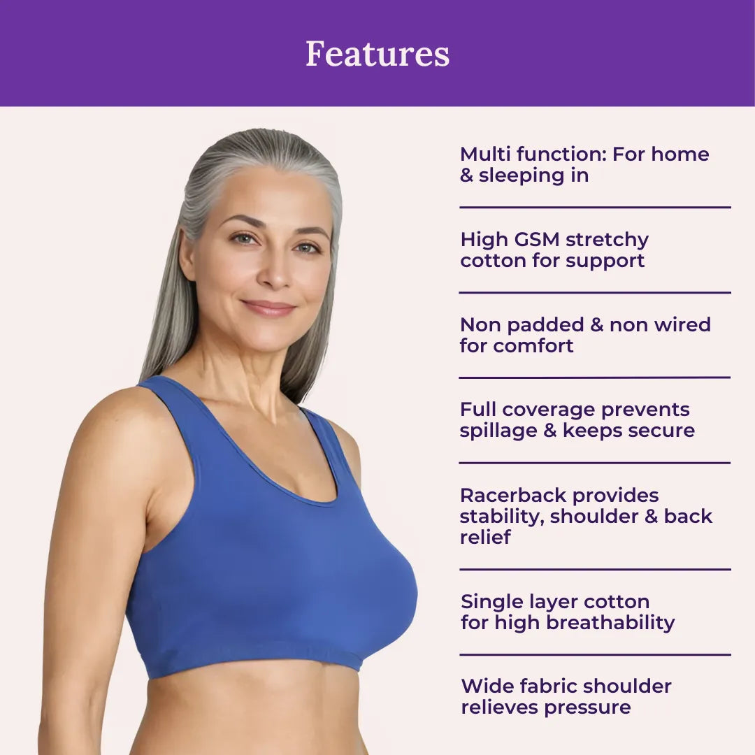 Lounge/Home Bra For Elderly | Non Padded | Non Wired | Racerback | Full Coverage | 2 Pack - Adira