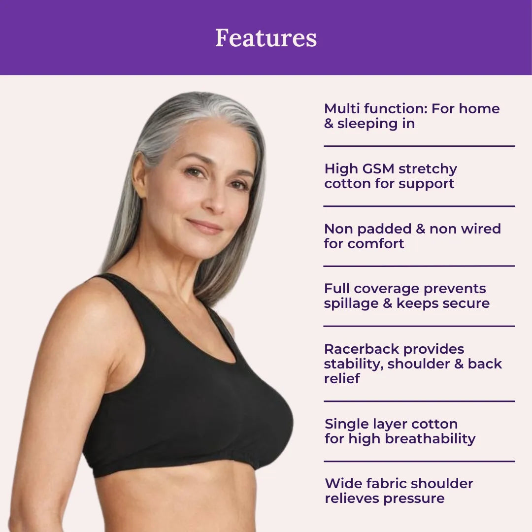 Lounge/Home Bra For Elderly | Non Padded | Non Wired | Racerback | Full Coverage | 3 Pack - Adira