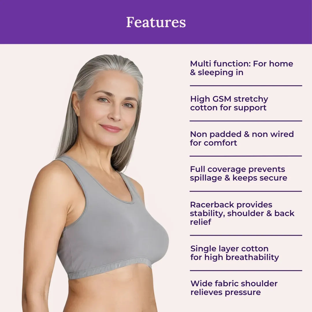 Lounge/Home Bra For Elderly | Non Padded | Non Wired | Racerback | Full Coverage | 2 Pack - Adira