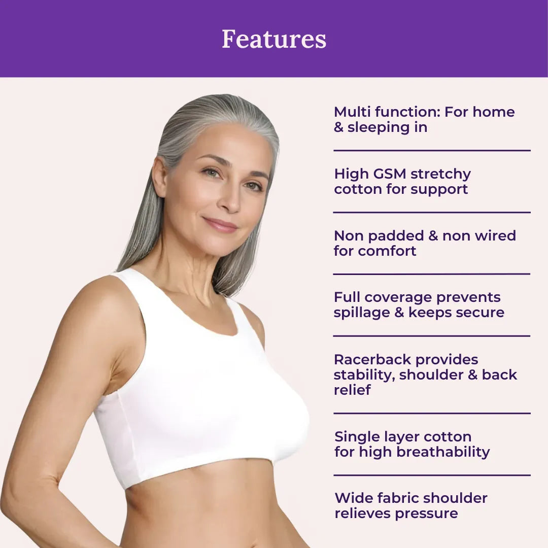 Lounge/Home Bra For Elderly | Non Padded | Non Wired | Racerback | Full Coverage | 3 Pack - Adira