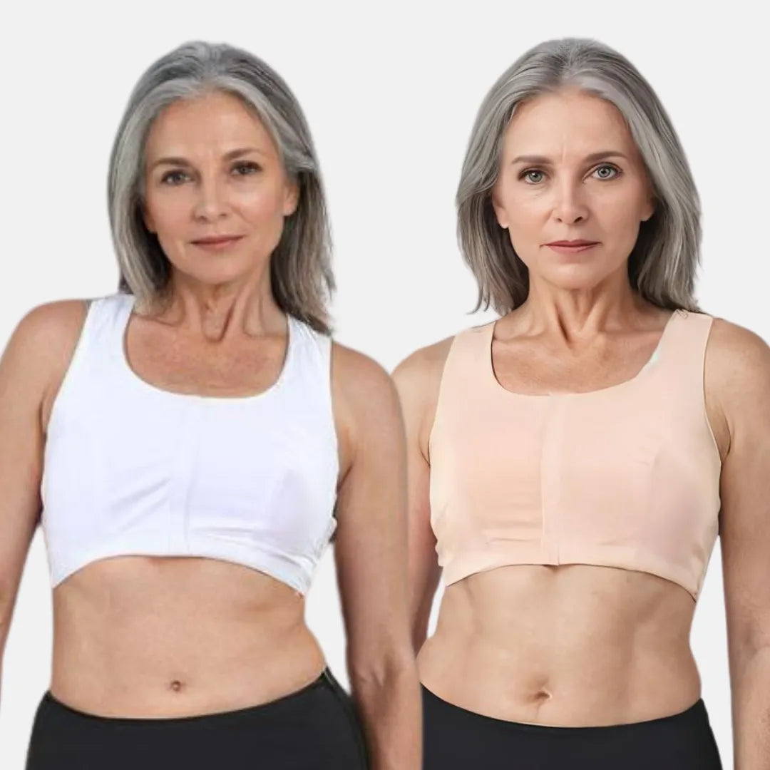 Front Closure Bras For Seniors Plus Size White & Skin Pack Of 2