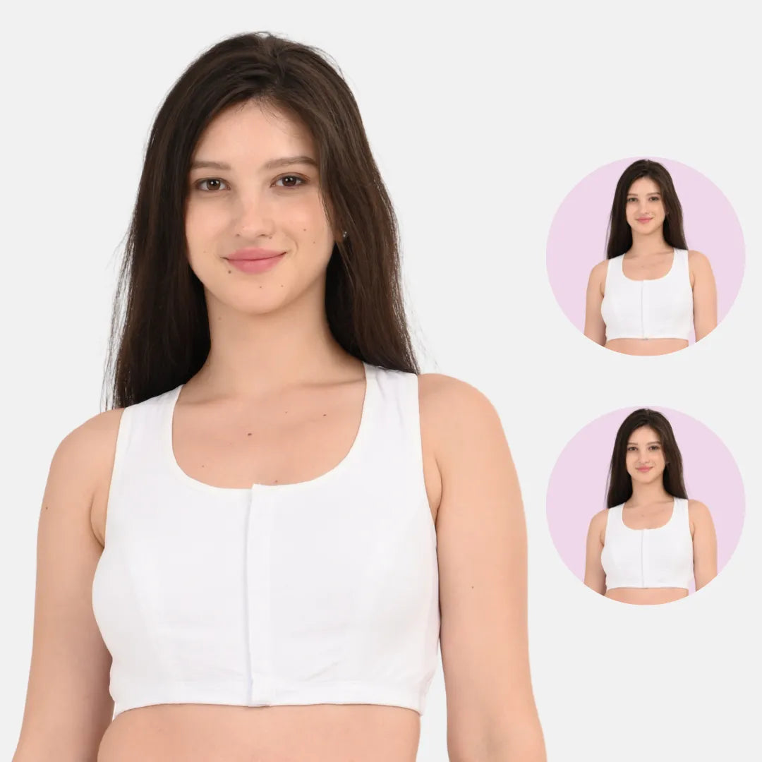 Front Open Bra Combo White Pack Of 2