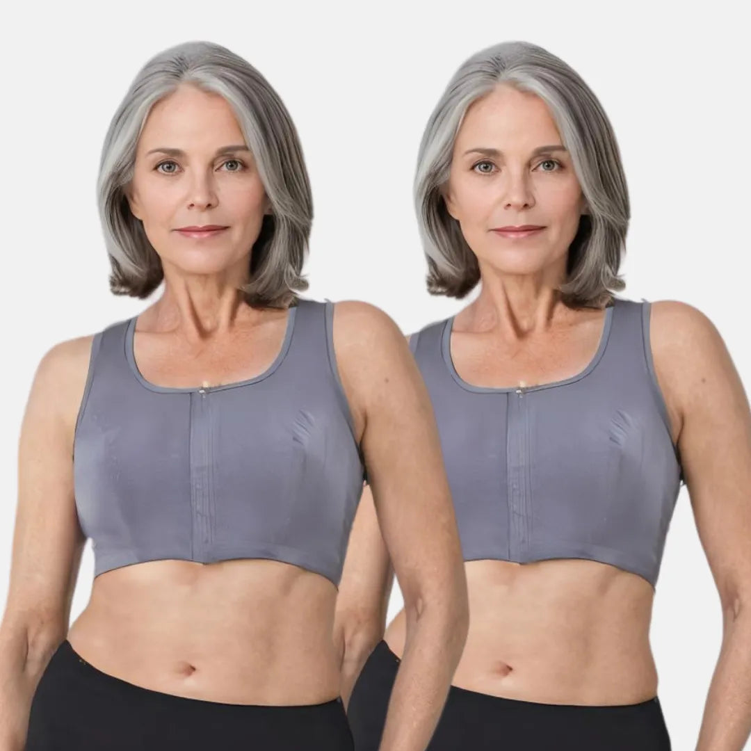 Front Open Bra For Elderly Steel Grey Pack Of 2