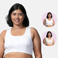 Front Open Bra Full Coverage White & Skin