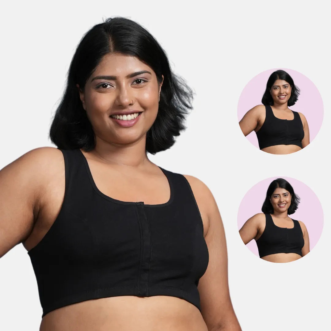 Front Open Bra Plus Size In India Black Pack Of 2