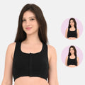 Front Open Cotton Bra For Women Black Pack Of 2