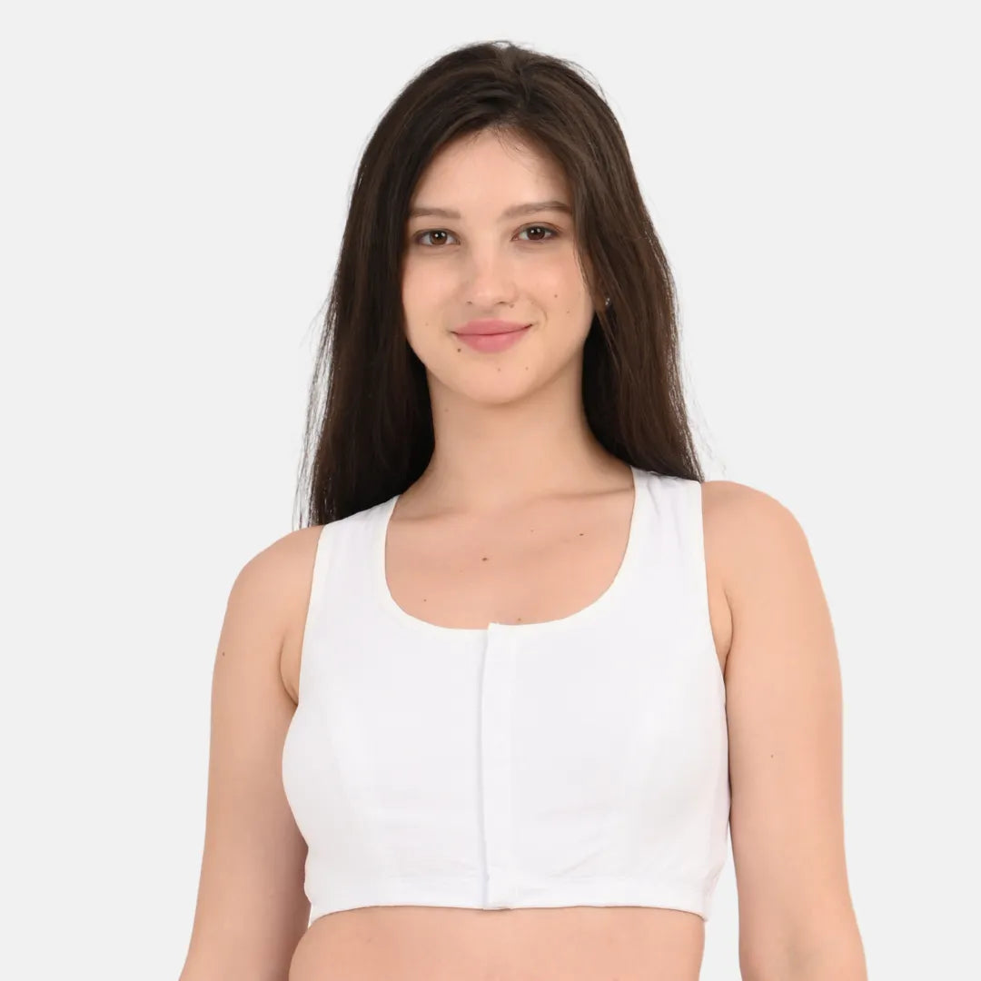 Front Open Cotton Bra White