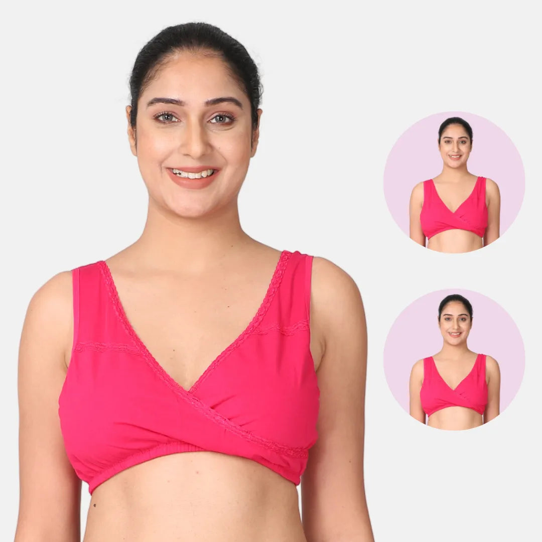 Full Coverage Nursing Sleep Bra Dark Pink Pack Of 2
