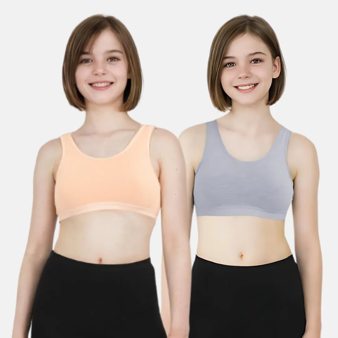 Girl Bra With No Pads Skin & Grey