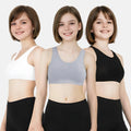Girl Bra With No Pads White, Grey & Black