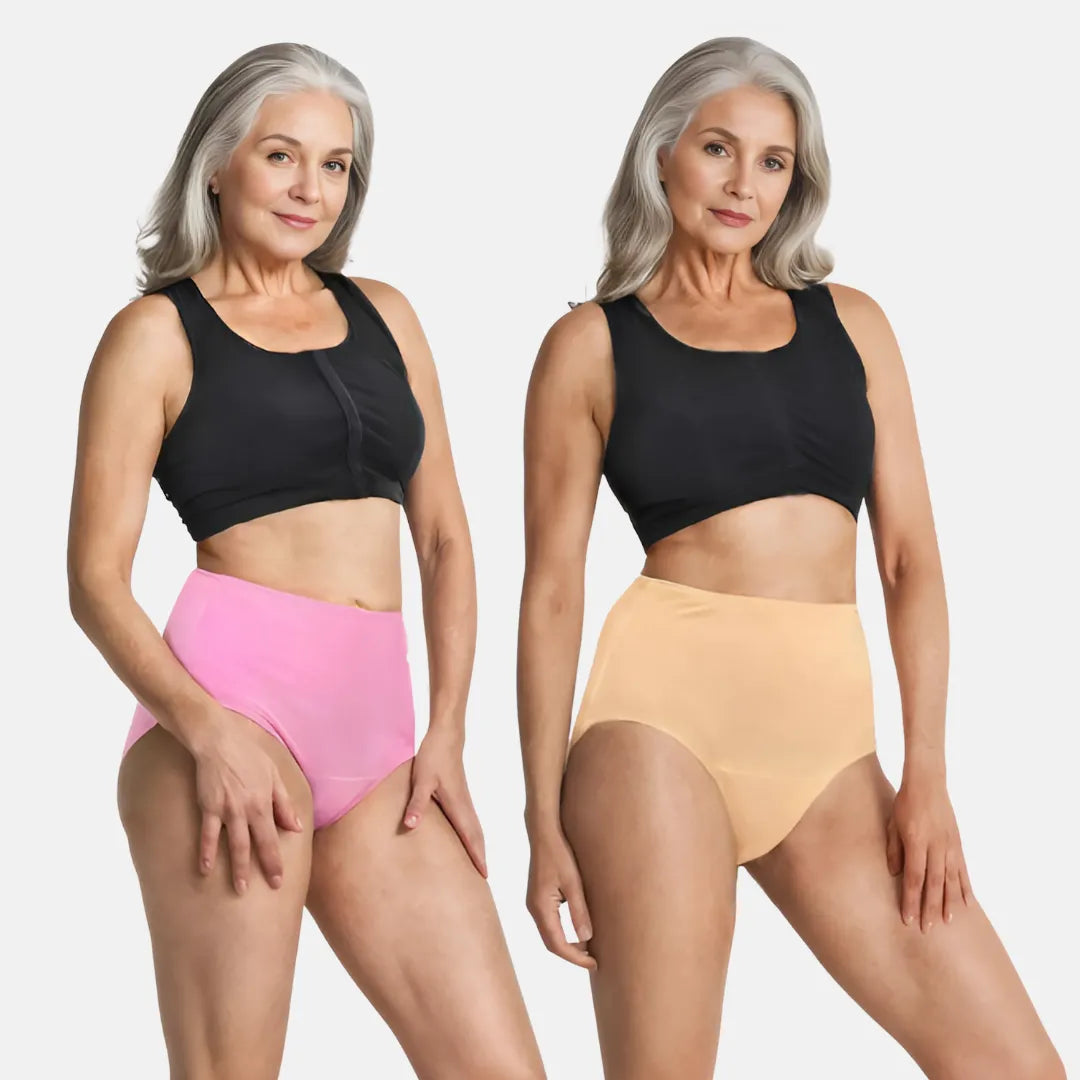 High Waist Cotton Panties For Elderly Women Light Pink & Skin