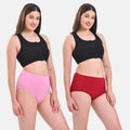 High Waist Cotton Panties Light Pink & Maroon