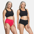 High Waist Cotton Underwear For Older Women Dark Pink & Black