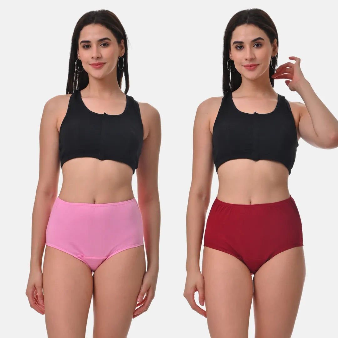 High Waist Hygiene Underwear For Women Light Pink & Maroon