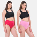 High Waist Panties Dark Pink & Light Pink