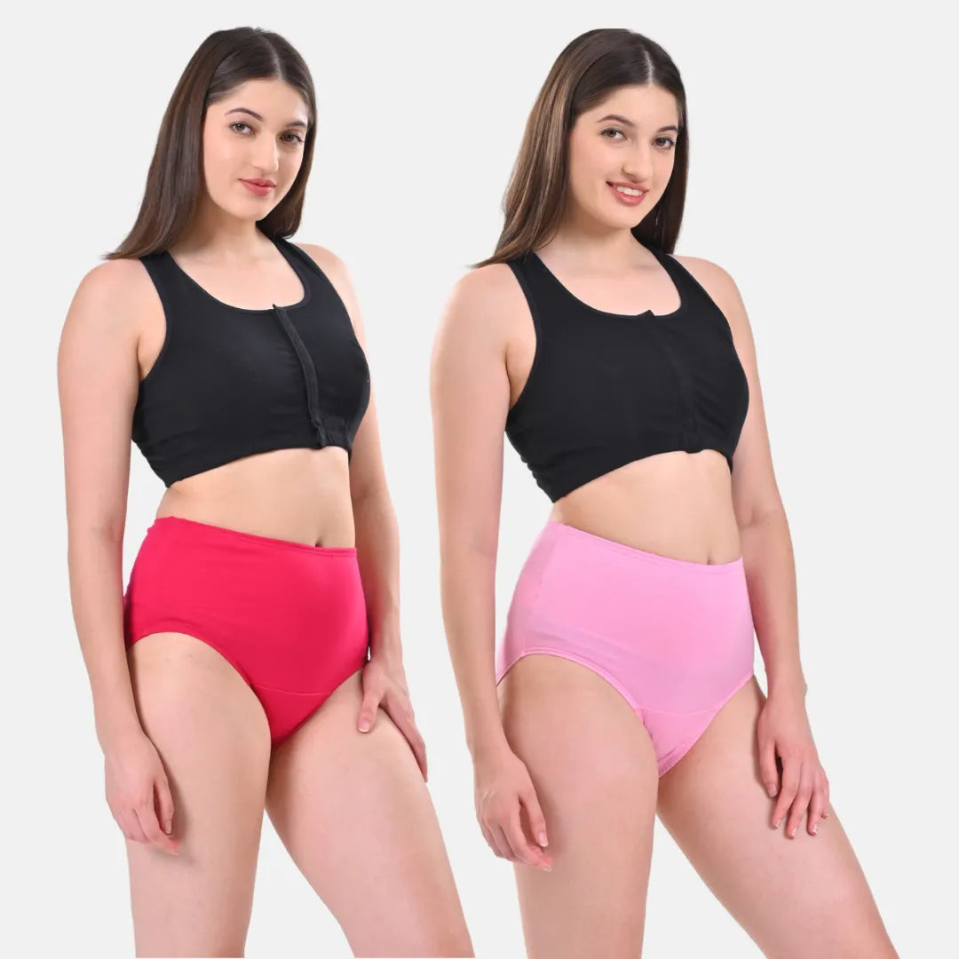 High Waist Panties Dark Pink & Light Pink