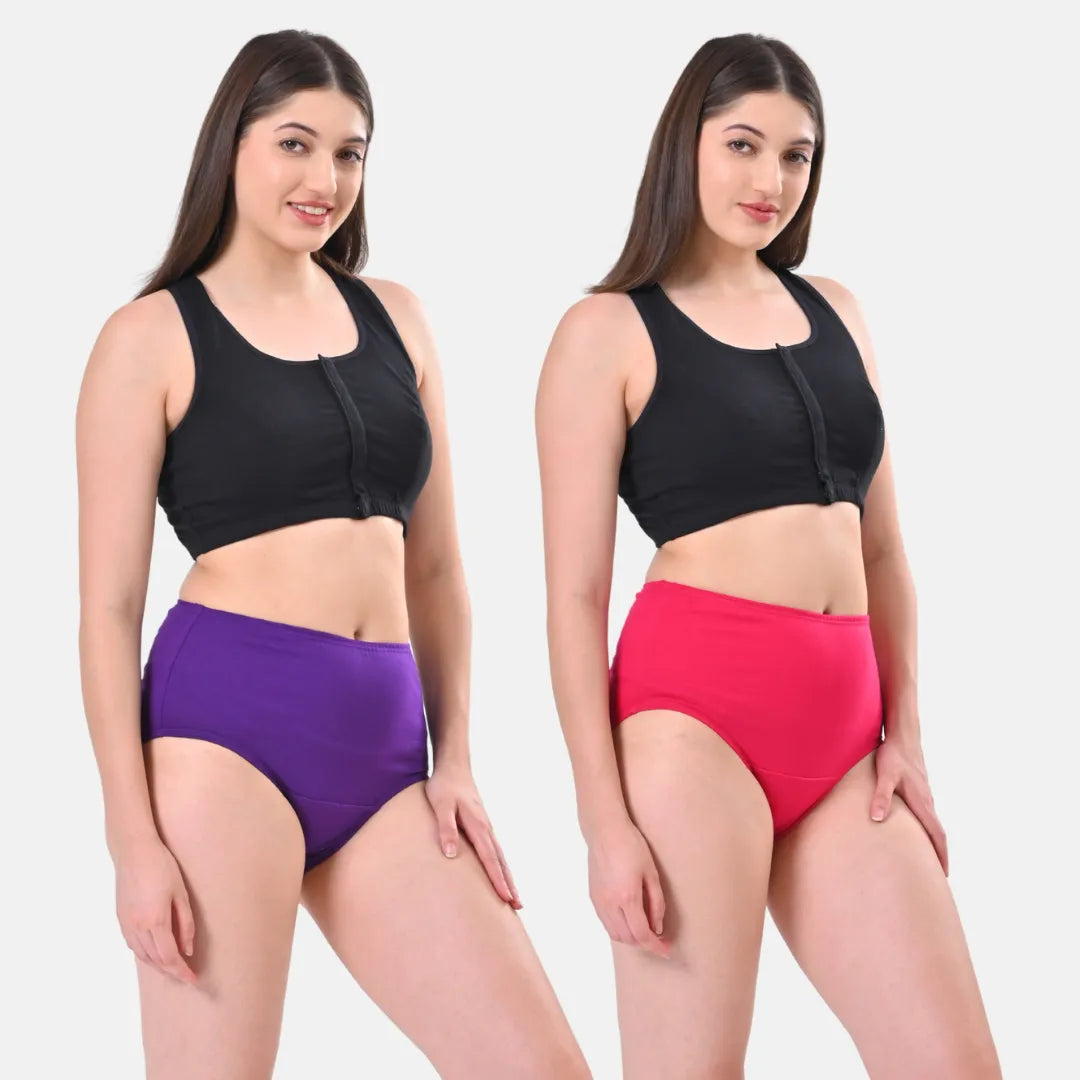 High Waist Panty For Women Cotton Magenta & Dark Pink