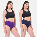 High Waist Panty For Women Cotton Magenta & Navy Blue