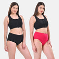 High Waist Underwear For Women Black & Dark Pink