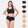 High Waisted Briefs Black & Skin Pack Of 6