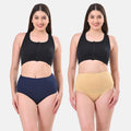 High Waisted Panties For Women Navy Blue & Skin