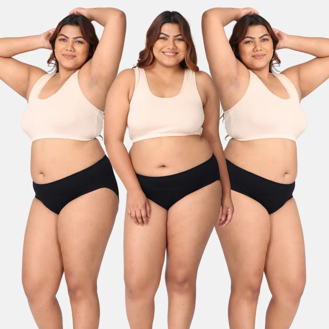 Hipster Panties For Periods Black Pack Of 3