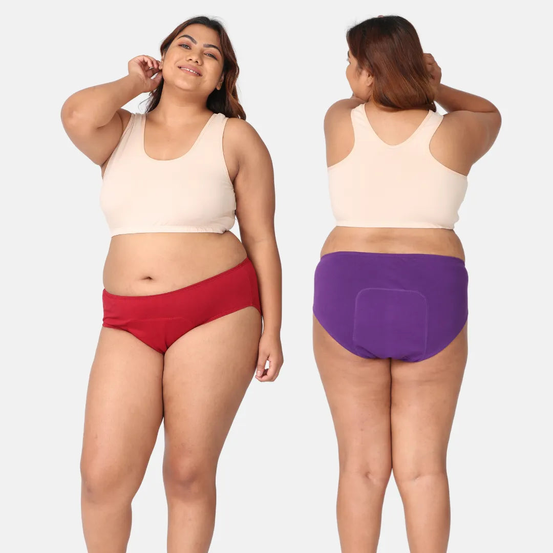 Hipster Panties For Periods Maroon & Magenta